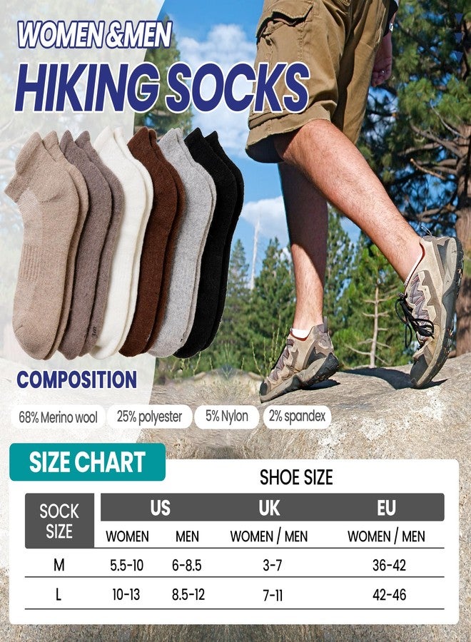 Eyean Merino Wool Ankle Running Socks Men Women Hiking Thick Half Cushioned Support No Show Socks 6 Pairs (Black/Grey, Medium) - Image 5